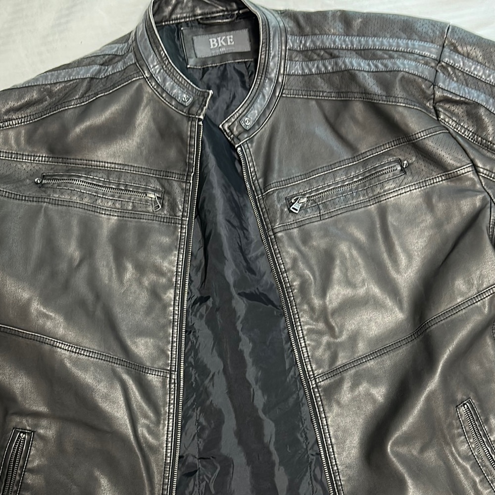 BKE Gray Bomber Jacket with Classic Varsity Style